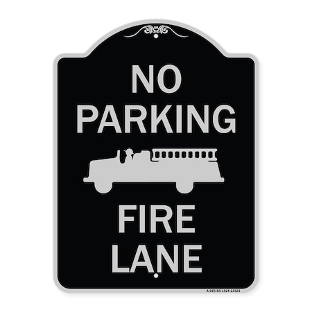 Signmission No Parking Fire Lane with Graphic Heavy-Gauge Aluminum Architectural Sign, 24" x 18", BS-1824-23624 A-DES-BS-1824-23624
